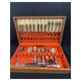 Holmes and Edwards Inlaid Silverplated Flatware Set with Wooden Storage Case