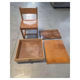 Wooden Chair, Drawer Box, and Table Components