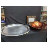 Metal Serving Tray, Decorative Glass Bowl, and Sheffield Home Picture Frame Set