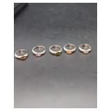 Set of Five Two-Tone Twisted Band Rings with Multi-Colored Rectangular Stones
