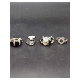Four Piece Assorted Sterling Silver and Gemstone Ring Set