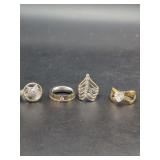Four Piece Assorted Designer Style Ring Grouping with Cubic Zirconia Accents
