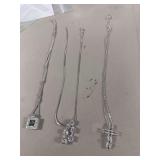Three Sterling Silver Necklaces With Stone Pendants