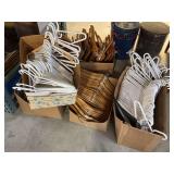 Assorted Wood and Plastic Clothing Hangers in Boxes