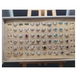 Assorted Gemstone and Cubic Zirconia Rings in Display Tray