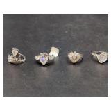 Four Piece Assorted Cubic Zirconia and Silver Tone Ring Set