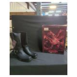 Los Altos Black Grasso Bovine Leather Biker Boots Size 11 EE With Box