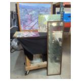 Mixed Decor Assortment Including Framed Mirror and Multiple Prints