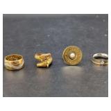 Assorted Fashion Rings Including Remington 12 Gauge Shotgun Shell Headstamp Ring