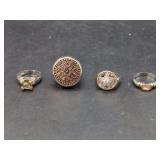 Four Piece Assorted Ring Set Featuring Gemstone and Metal Detailing
