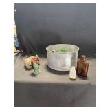 Galvanized Bucket, Glass Bottles, Kitchen Utensils, and Mechanical Components