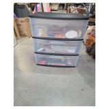 Three Drawer Plastic Organizer with Art Supplies and Stationery