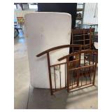 Wooden Bed Frame Parts and White Mattress