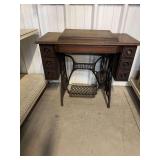 Singer Treadle Sewing Machine with Wooden Cabinet