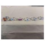 Set of Six Silver Tone Rings Size 9 with Various Colored Stones