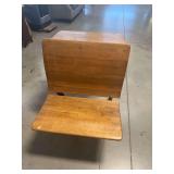 Cast Iron and Wood School Desk and Chair Combination Unit