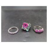 Three-Piece Assorted Gemstone Ring Set in Sterling Silver