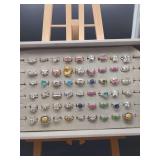 Assorted Fashion Ring Display Set with Various Simulated Gemstones and Metal Finishes