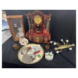 Mixed Decorative Objects and Eleco Quartz Mantle Clock Grouping