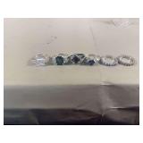 Size 9 Sterling Silver Ring Assortment With Various Gemstones