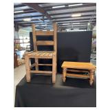 Wooden Child Size Chair and Footstool