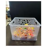 Plastic Storage Bin with Molded Doll Figures and Accessories