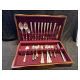 Silver-Plated Flatware Set with Wooden Storage Chest