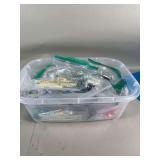 Plastic Storage Tub Containing Assorted Costume Jewelry