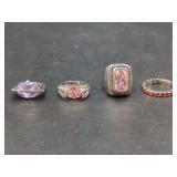 Four Piece Set of Rings with Colored Stones