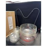 Glass Bowls and Metal Stand Set