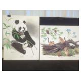 Two Gene Gray Signed Limited Edition Wildlife Prints Panda and Chipmunks