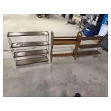 Three Wooden Storage Shelves with Metal Frames