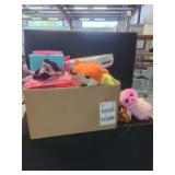 Boxed Assortment of Stuffed Animals and Plastic Toys