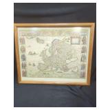 Framed Reproduction Map of Europe by Willem Blaeu