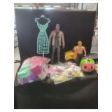 Action Figures, Doll Accessories, and Toy Vehicle Grouping