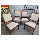 Set of Four Wood and Upholstered Dining Chairs