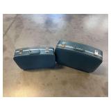 Two Blue Luggage Suitcases with Metal Hardware