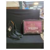 Nocona Black Deer Tanned Leather Cowboy Boots with Box Size 10 EE