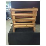 Wooden Slat Magazine Rack with Electrical Plug