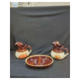 McCoy Pottery Fruit Pitchers and Divided Dish Set