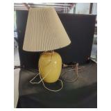 Yellow Ceramic Table Lamp with Pleated Shade