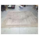 Large Beige Area Rug with Cut Pile and Bound Edges