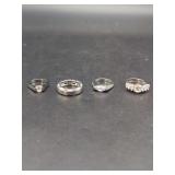 Assorted Rings Set Featuring Cubic Zirconia and Silver-Tone Metal Bands