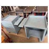 Pair of Blue Polyethylene Commercial Service Carts with Casters