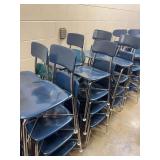 Lot of Blue and Teal Stackable School Chairs with Chrome Frames