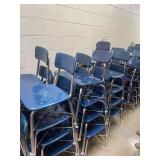 Blue Stackable Classroom Chairs with Chrome Frames