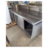 Stainless Steel Commercial Prep Table with Sliding Doors