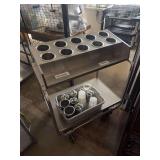 Stainless Steel Commercial Silverware Cart with Cylinders