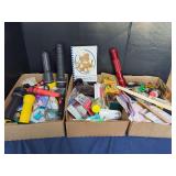 Box Lot of Flashlights, Household Hardware, and Miscellaneous Sundries
