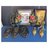 Assorted Decorative Wall Hangings, Sconces, and Framed Art